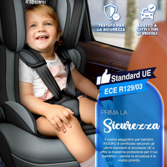 KIDUKU® Autostoeltje - Kinderzitje - Veiligheidsgordel - Grijs