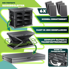 KESSER® Campingkeuken, opvouwbaar, outdoor campingkast, 84 x 80 cm, keukenkast met aluminium frame, 6 vakken incl. 4-delige bekerset, zijvakken en vliegengaas, campingkeuken van UV-bestendige stof