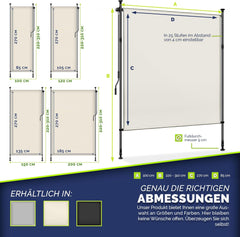 tillvex® Klemluifel, verticale zonwering, 100 x 310 cm, beige, met handslinger, zonder boren, inkijkbescherming, uittrekbaar en ondoorzichtig, verticale luifel, balkon, terras, tuin,