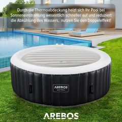 Arebos Thermoafdekking voor whirlpools | grijs | whirlpoolaccessoires voor zwembaden | opblaasbare afdekking | Ø 167 cm