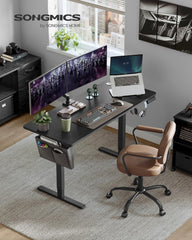 SONGMICS Elektrisch bureau - 140x60cm - Verstelbaar - Zwart
