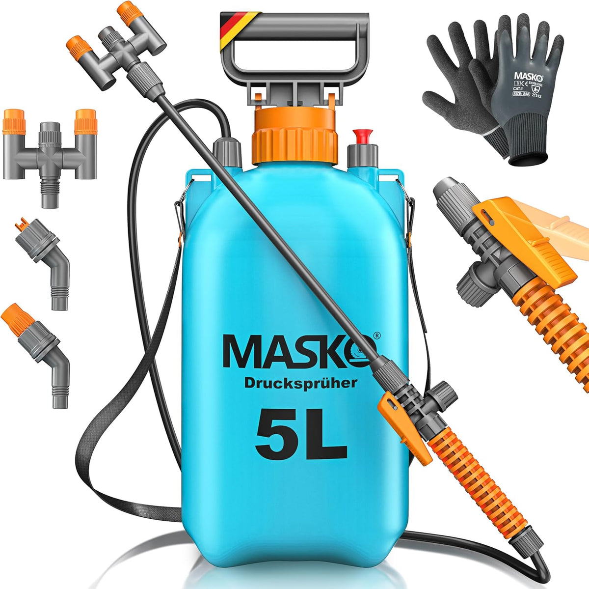 MASKO® Drukspuit - 5 Liter - Incl. draagriem - Blauw