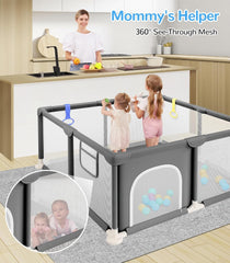 Grondbox - Baby box - Kinderbox - Babybox - Speelbox - 124x124 cm - Grijs - Dripex