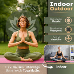 Yogamat - Fitness mat - Sportmat - Yoga mat extra dik - 183x61 cm - Roze - RE:SPORT