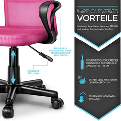 Kinder bureaustoel - Bureaustoel kinderen - Roze - TRESKO •