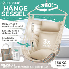 Hangstoel - Binnen & Buiten - Hangschommel - Tot 150kg - Wit - KESSER®