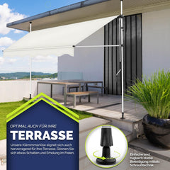 Tillvex® Klemluifel - Balkonluifel zonder boren - 200cm - Verstelbaar - Beige