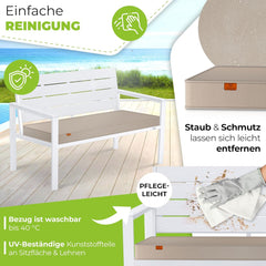 KESSER® Tuinbank met kussen - Zitbank - Weerbestendig - Wit •