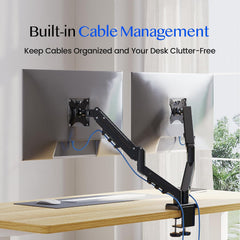 FLEXISPOT monitorbeugel voor 2 monitoren van 17–32 inch, 2–9 kg per arm, VESA 75×75/100×100, met kabelgeleiding, zwart