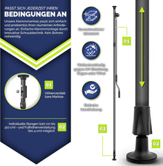 Tillvex® Klemluifel - Balkonluifel - Zonwering - 100x310 cm - Grijs