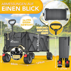 Bolderkar - Opvouwbaar - Bolderwagen  - Antraciet - TRESKO®
