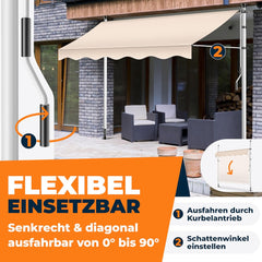 KESSER® Klemluifel - Balkonluifel zonder boren - 400cm - Verstelbaar - Beige