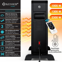 KESSER® Convector Premium 3 krachtige warmtestanden, incl. afstandsbediening, geïntegreerde thermostaat, elektrische verwarming, lcd-display, timer, mobiele verwarming, energiebesparend