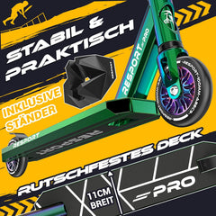Stuntstep - Voor kinderen en volwassenen - Vouwbaar - Groen - RE:SPORT