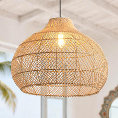Parrot Uncle Grote rotan hanglamp, natuurlijke rotankap, ijzeren frame, in hoogte verstelbaar, E27-fitting, 60 cm, voor woonkamer eetkamer (zonder lamp) [energieklasse A]