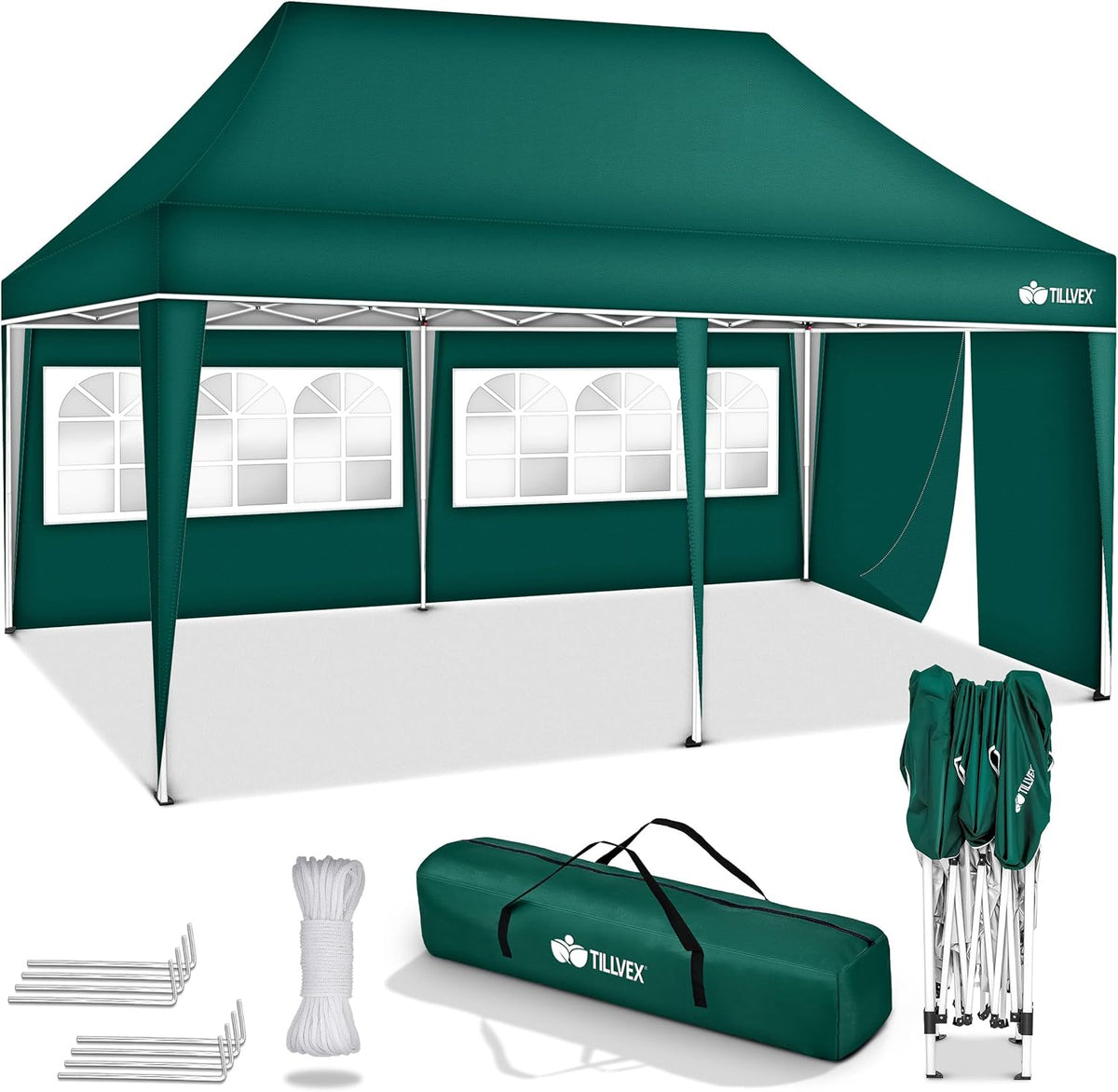 Tillvex® Partytent - 3x6m - Paviljoen - Easy Up - Groen
