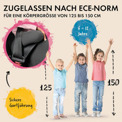 WALSER Premium stoelverhoging auto kinderen, kwaliteitswinnaar zeer goed* smalle kinderstoel auto i-Size ca. 6-12 jaar 125-150 cm, comfortabele kinderzitverhoging Booster Seat nieuwste norm ECE R 129