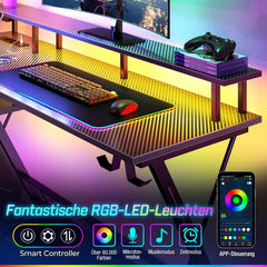 Gaming bureau - Gaming desk - Gaming tafel - 120x47 cm - Zwart - SEVEN WARRIOR •