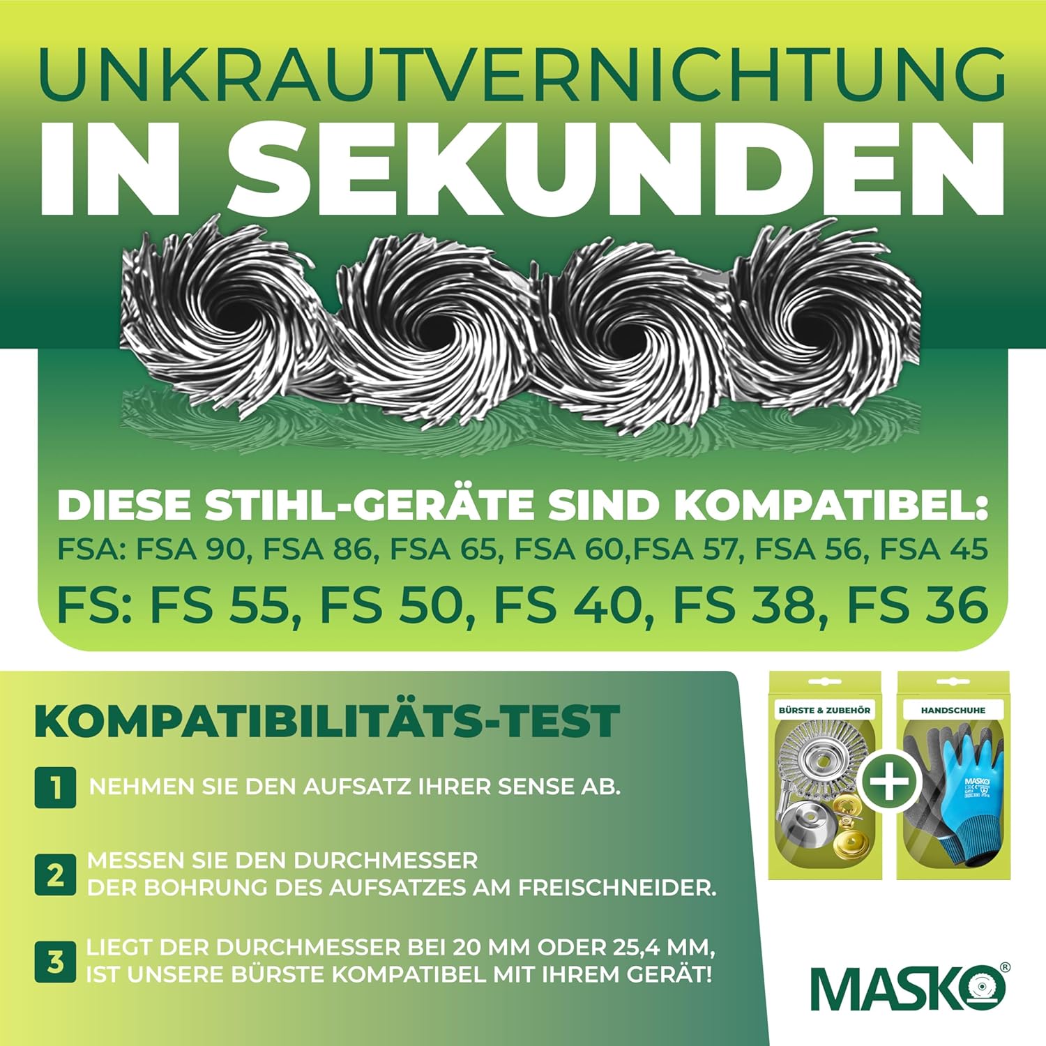 MASKO® Onkruidborstel voor bosmaaier - RVS Borstel
