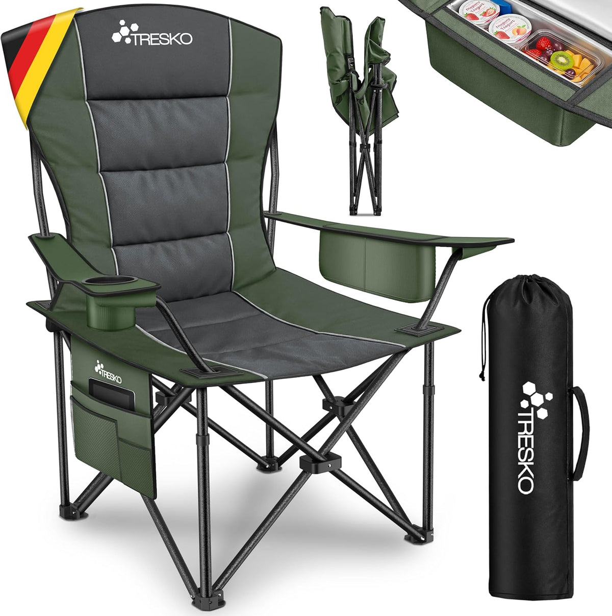 TRESKO® Campingstoel - Visstoel - Vouwstoel - Groen