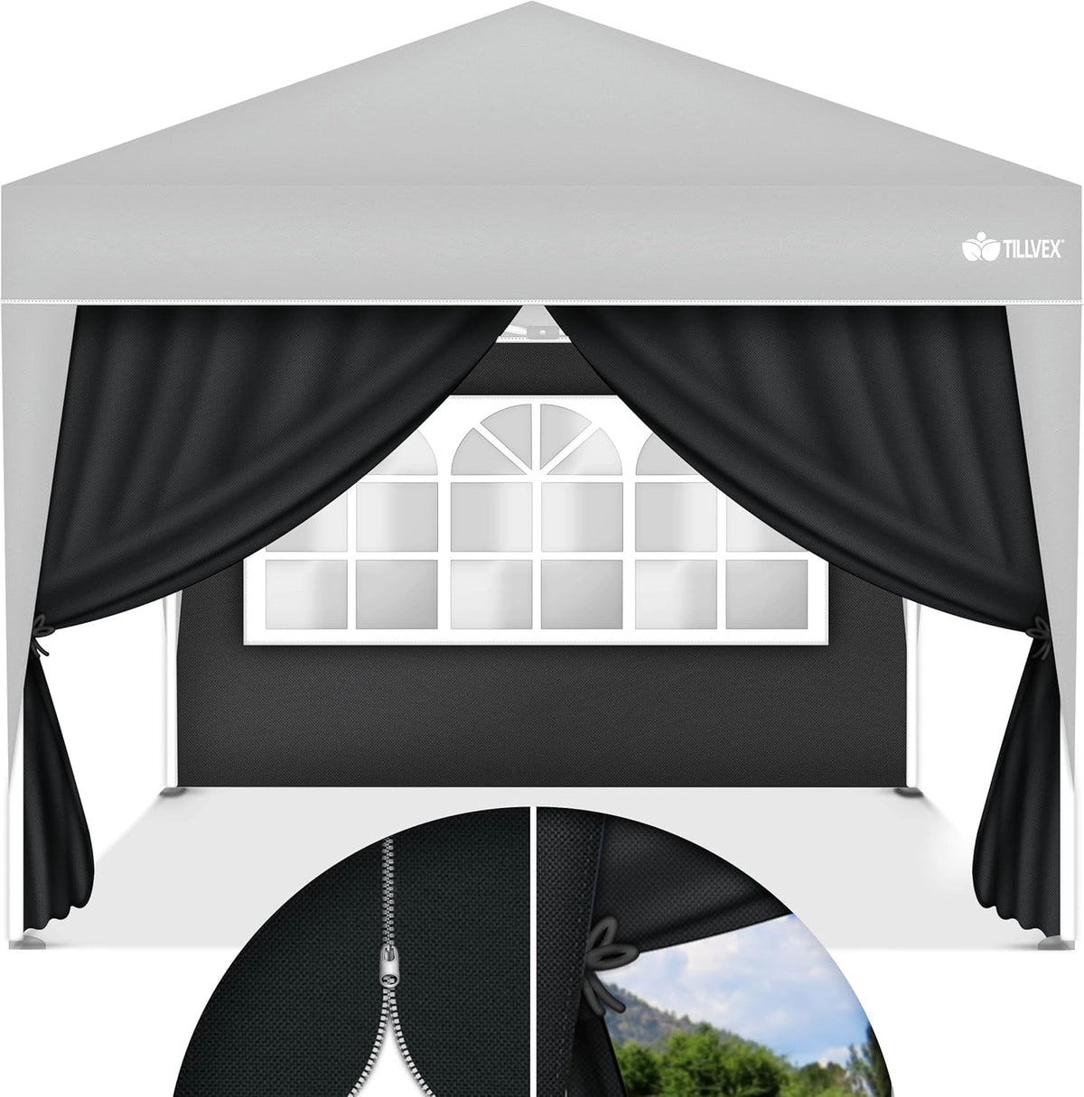 Tillvex® Zijwand voor paviljoen - 3x3m - Grijs