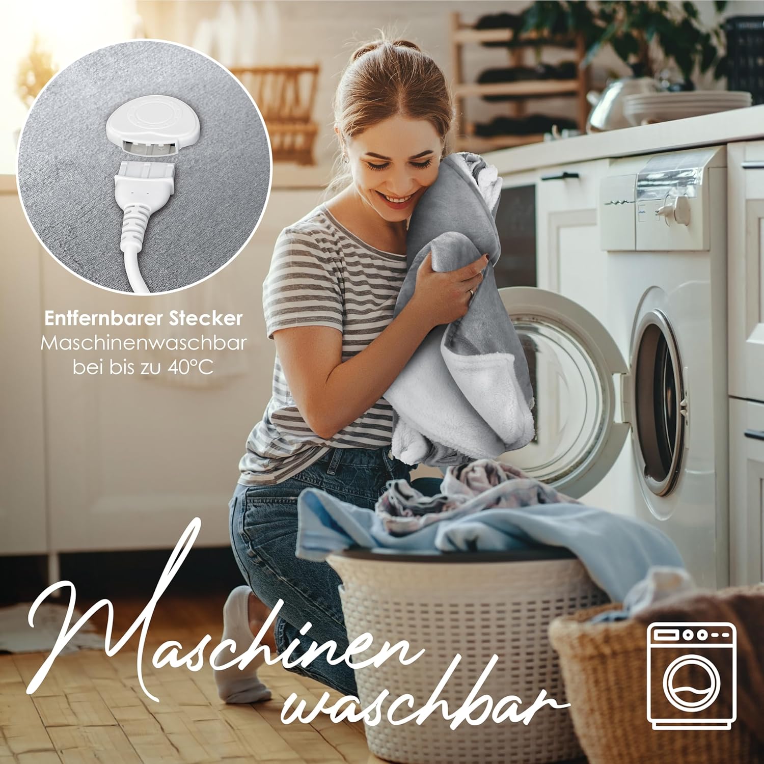 KESSER® Elektrische deken met automatische uitschakeling, 180 x 130 cm, dubbelzijdig elektrische warmtedeken, knuffeldeken, bed, bank, 9 temperatuurniveaus, wasbaar tot 40 °C, met timer, digitaal