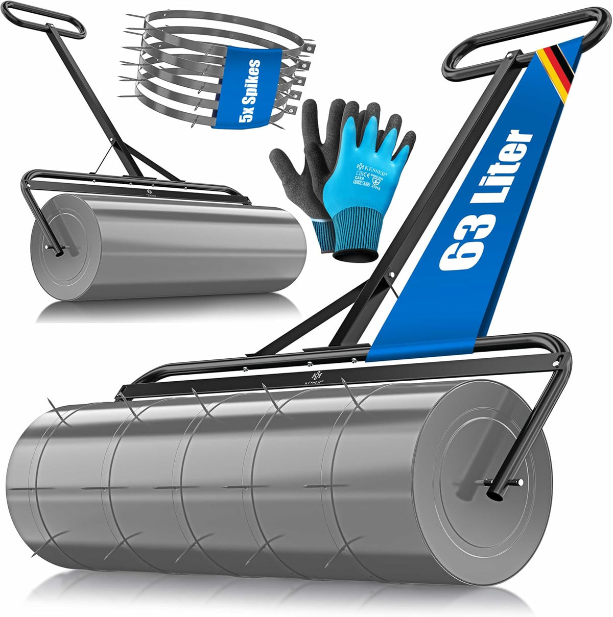 KESSER® Gazonwals - Tuinwals - Vulbaar - 63L - 99cm breed - Zwart