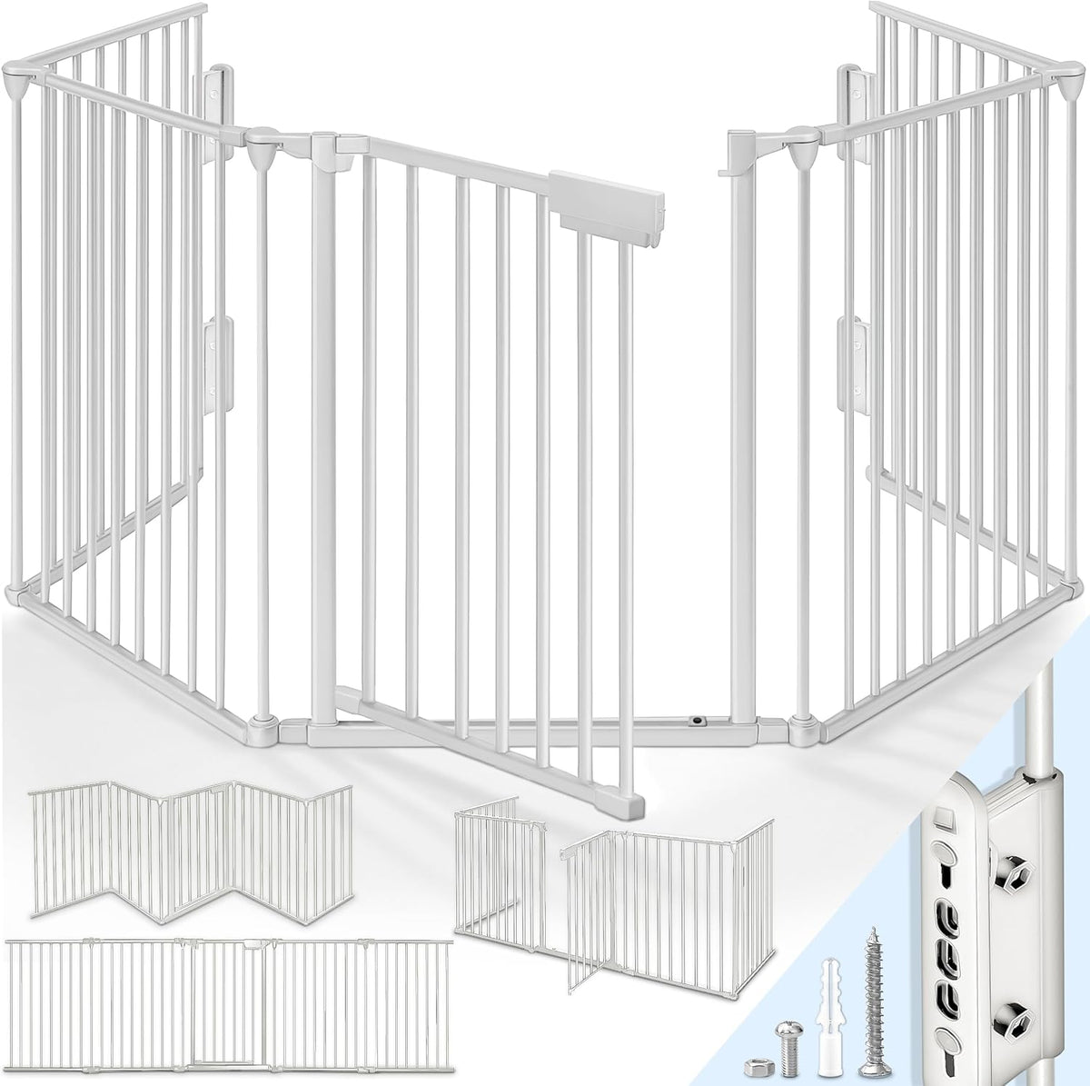 Veiligheidshek - Haardscherm - Hondenhek - 420cm - Grijs - KIDUKU®