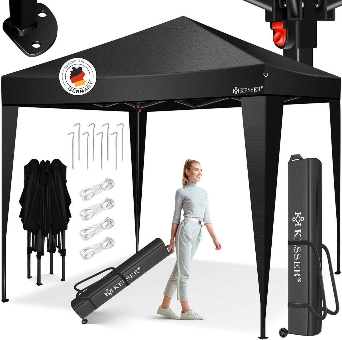 KESSER® Partytent - 3x3m - Paviljoen - Easy Up - Zwart