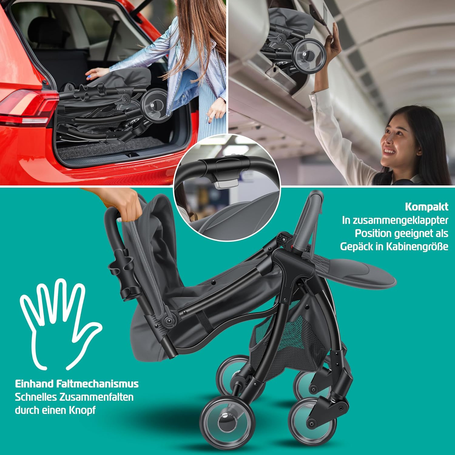 KIDIZ® Kinderwagen - Wandelwagen - Kinderbuggy - Antraciet