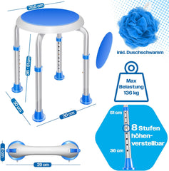 KESSER® Douchekruk - Douchestoel - Verstelbaar - Antislip - Blauw