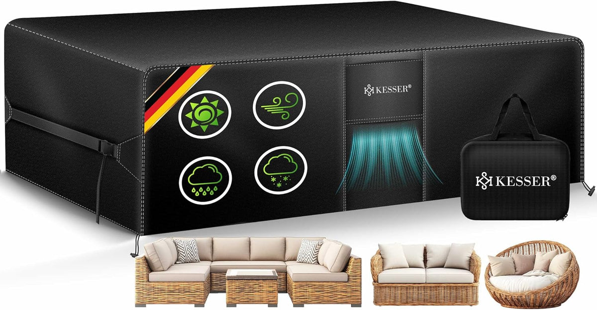 KESSER® Afdekking voor tuinmeubelen, 200 cm x 160 cm x 70 cm, afdekzeil, winddicht, winterbestendig, waterdicht, voor tuintafels, 420D Oxford, beschermhoes voor terrasmeubels, uv- en regenbescherming