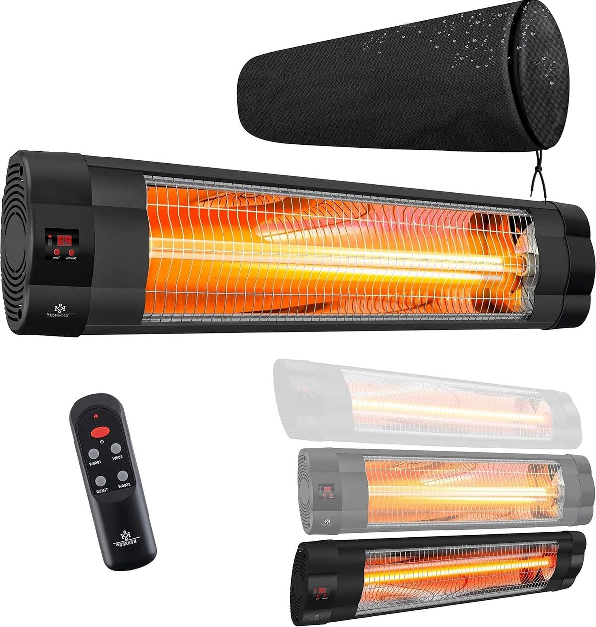 KESSER® Terrasverwarmer - Draaibaar - Verstelbaar - 2500W - Zwart