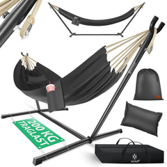 KESSER® XXL Hangmat 2 personen - Tot 200kg - Metalen Frame - Antraciet