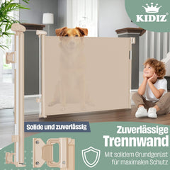 KIDIZ® Verstelbaar Traphekje - Veiligheidshekje - tot 180cm - Beige