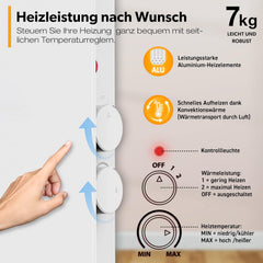 Convectorkachel - Elektrisch - Kachel - Heater - Verwarming - Wit - 1500W - TRESKO