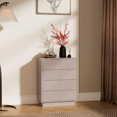 UEV Commode met 4 laden, kast met ruitpatroon lijnen, 60x33,5x77,5cm woonkamer slaapkamer, Moka