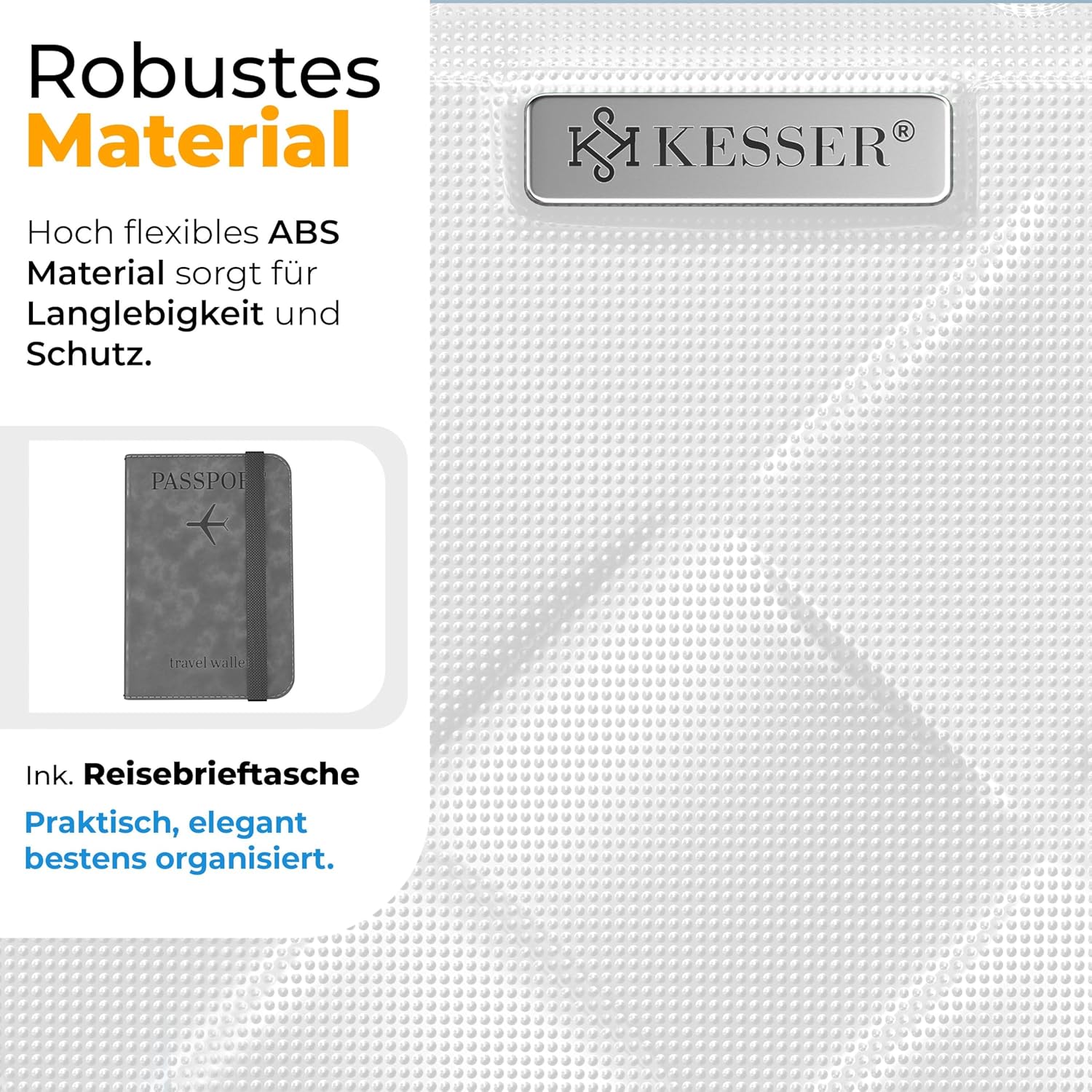 KESSER® Reiskoffer, koffer, handbagage, ABS, hardshellkoffer met cijferslot, kofferweegschaal en reisportemonnee, 360° wielen, rolkoffer voor business en reizen, trolley met telescoopstang