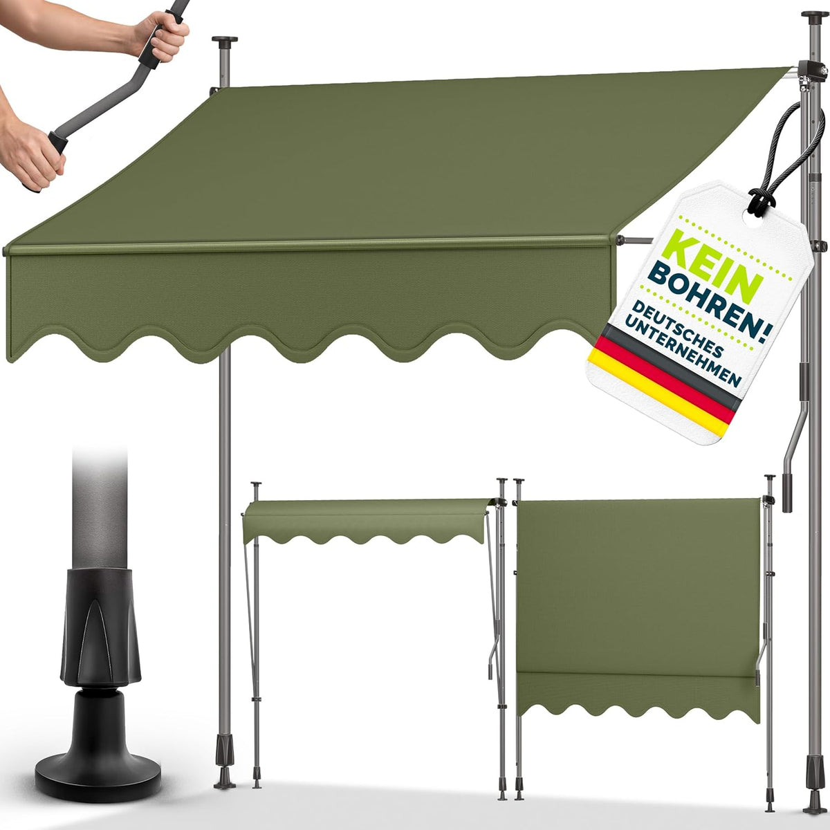 Klemluifel - Balkon luifel - Verticale luifel - 300 cm - Groen - Tillvex®