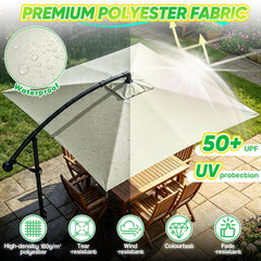 Verdego Parasol met standaard, zweefparasol, rechthoekig, Ø 350 cm, tuinparasol met zwengel, beschermhoes, uv-bescherming, winddicht, waterafstotend, aluminium, marktparasol, 360° draaibaar