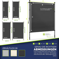 Tillvex® Klemluifel - Balkonluifel - Zonwering - 150x310 cm - Antraciet