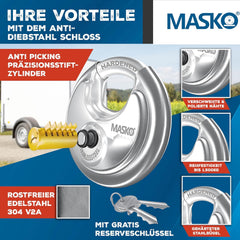 MASKO® Aanhangerslot met scharniersysteem - Diefstalbeveiliging - Zilver