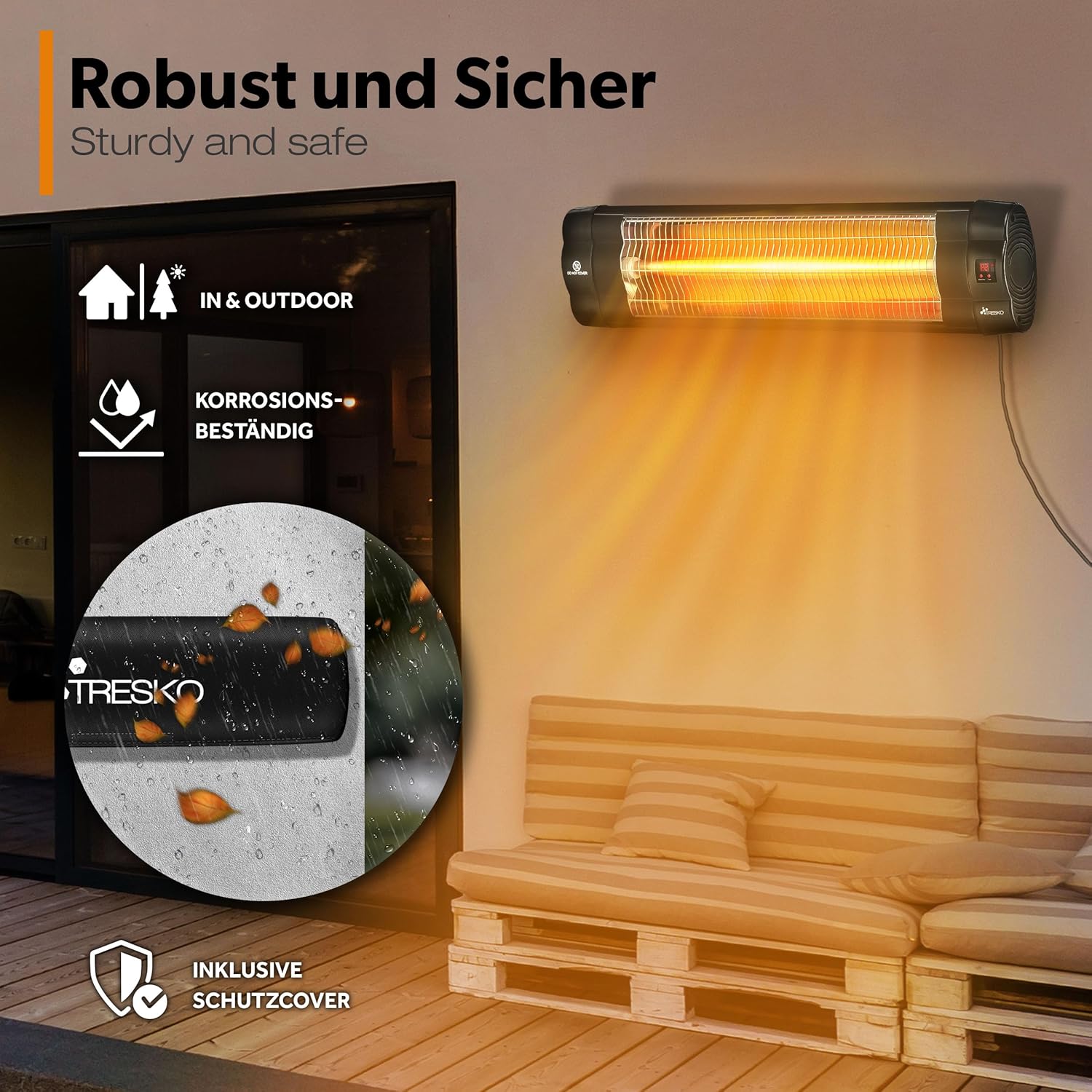 TRESKO® Terrasverwarmer - Draaibaar - Verstelbaar - 2500W - Zwart