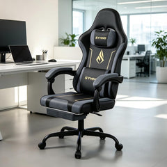 Symino Ergonomische Gaming stoel – Draaibaar, Verstelbaar/zwart-grijs