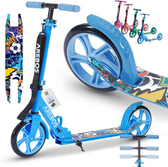 Arebos City Scooter, Hoogteverstelbaar | Opvouwbaar | Inclusief draagriem | XXL wielen | Kickrem | Voor kinderen en volwassenen | Draagvermogen tot 100 kg | Kickstep | Kickstep