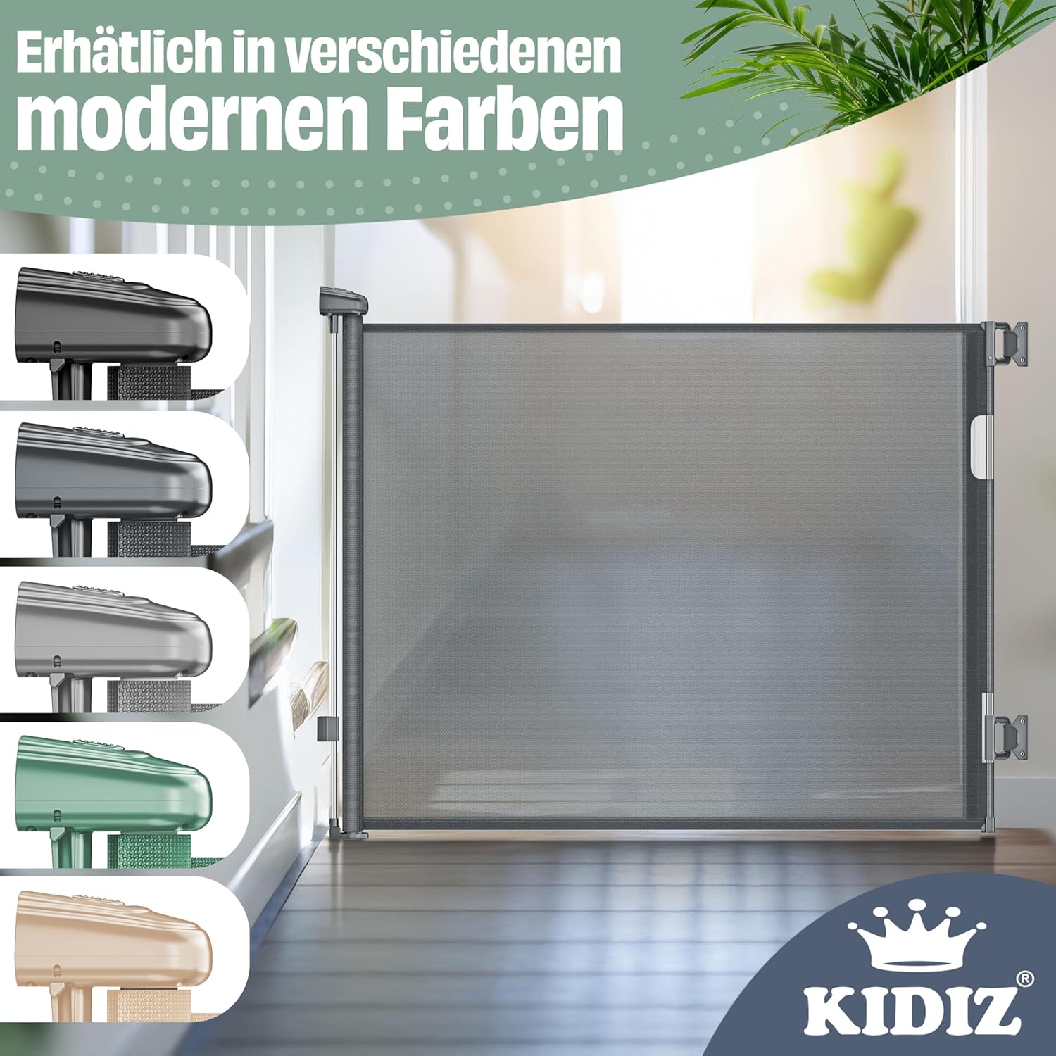 KIDIZ® Verstelbaar Traphekje - Veiligheidshekje - tot 140cm - Grijs