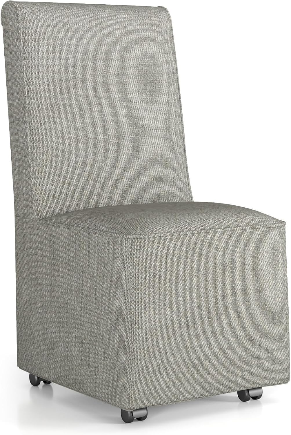 COSTWAY Eetkamerstoel, gestoffeerde stoel, accentstoel, keukenstoel, met weerstandswielen en afneembare overtrek, 47 x 60,5 x 98 cm, grijs