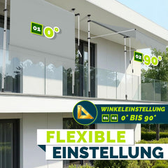 Klemluifel - Balkon luifel - Verticale luifel - 350 cm - Lichtgrijs - Tillvex®