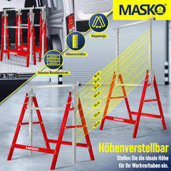 MASKO® Schraag - Telescopisch Werkbok - Hoogte verstelbaar - Rood