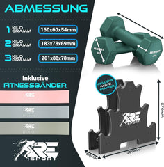 Dumbells set - Gewichten set - Halterset - Verstelbaar - 12 kg - Zwart - RE:SPORT
